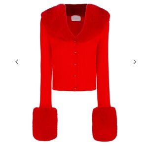 BNWT Selkie Fireworks Cardi (Holiday Red Faux Fur) XXL Ret.$169